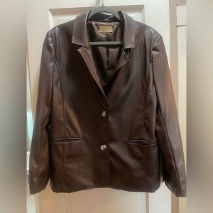 Crescent Brown Leather Blazer
